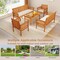 Costway 5 PCS Patio Furniture Set with Acacia Wood Frame & Removable Seat Cushions